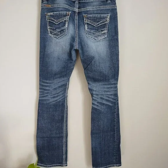 Rock & Roll Cowgirl Jeans Low Rise Med Wash Embroidery Detail - Picture 12 of 13